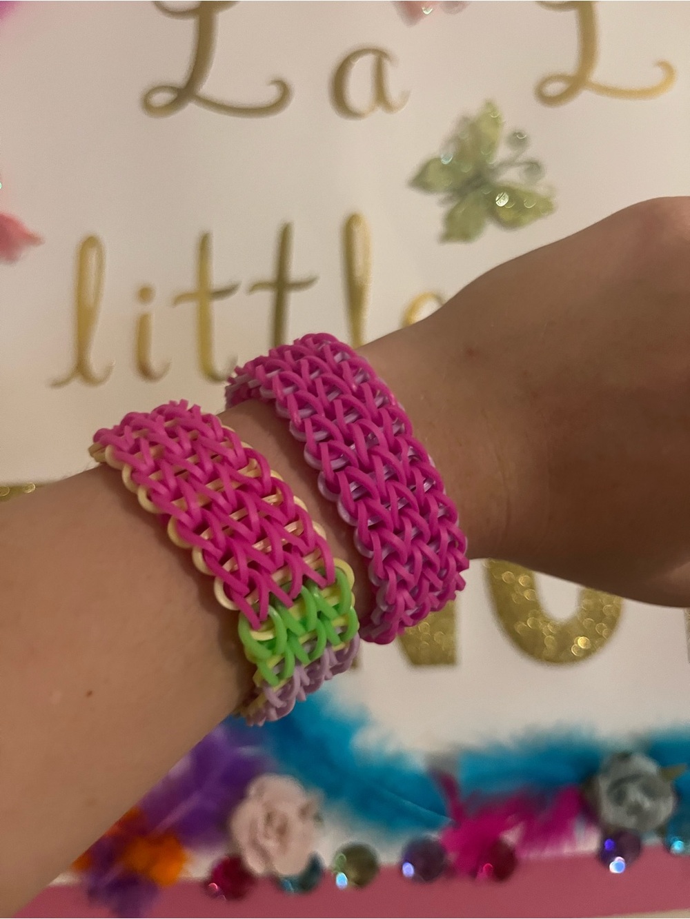 Kids Pink Rainbow Loom Bracelet Set - Pink & Multicolor